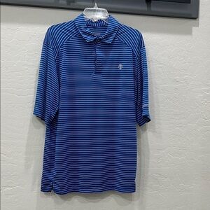 Coolibar Navy and White Striped Polo Shirt